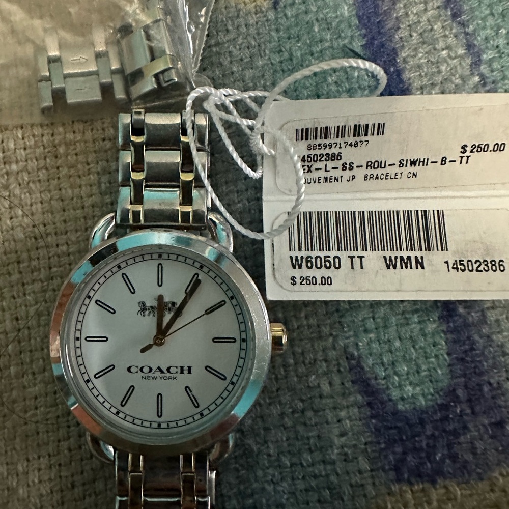 Coach Silver and White Timepiece
